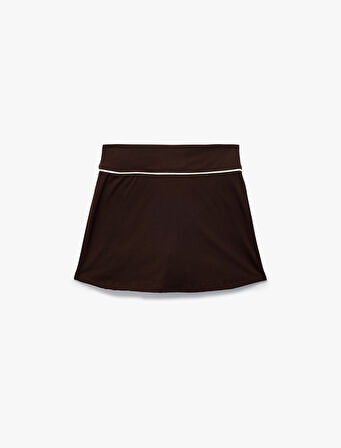 Yüksek Bel Biyeli Mini Spor Şort Etek