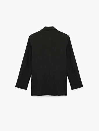 Kruvaze Yaka Uzun Kollu Bağlama Detaylı Blazer Ceket