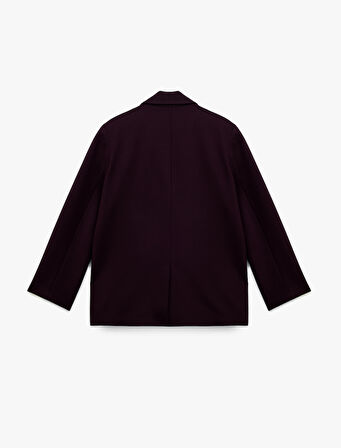 Düğmeli Cep Detaylı Uzun Kollu Kruvaze Yaka Blazer Ceket