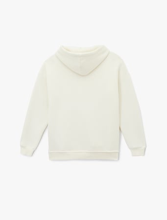 Uzun Kollu Kapüşonlu Kolej Temalı Baskılı Oversize Sweatshirt