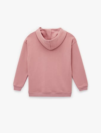 Şardonlu Kapüşonlu Çiçek Baskılı Oversize Sweatshirt