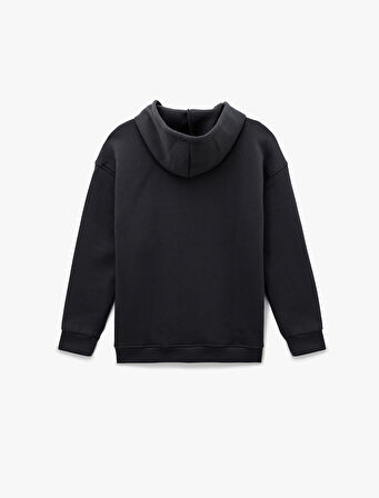 Stitch Lisanslı Kapüşonlu Uzun Kollu Baskılı Oversize Sweatshirt