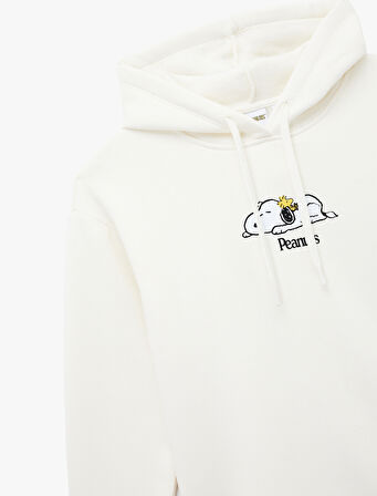 Snoopy Lisanslı Kapüşonlu Uzun Kollu Arkası Baskılı Oversize Sweatshirt