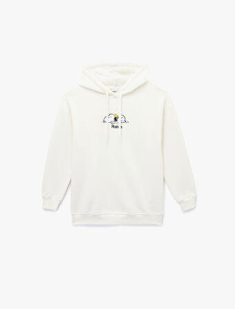 Snoopy Lisanslı Kapüşonlu Uzun Kollu Arkası Baskılı Oversize Sweatshirt