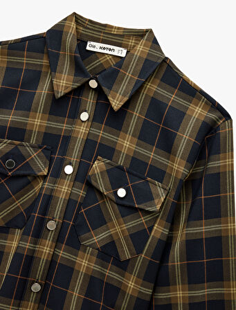 Regular Fit Cep Detaylı Uzun Kollu Ekose Gömlek