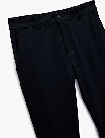 Slim Fit Cepli Viskon Karışımlı Kumaş Pantolon