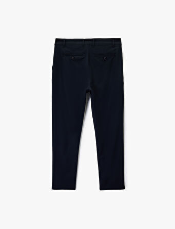 Slim Fit Cepli Viskon Karışımlı Kumaş Pantolon