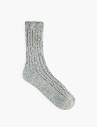 Koyun Yünü Karışımlı Dokulu Kalın Soket Çorap