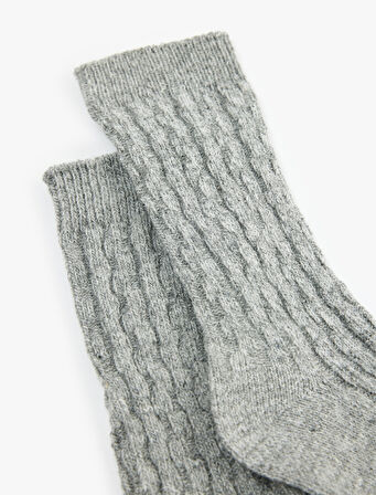 Koyun Yünü Karışımlı Dokulu Kalın Soket Çorap