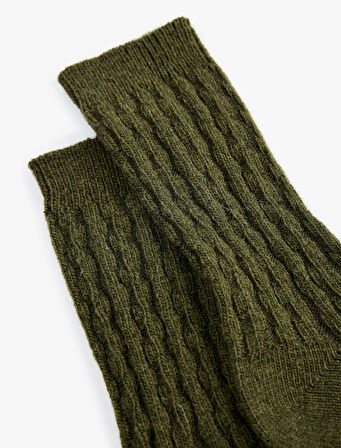 Koyun Yünü Karışımlı Dokulu Kalın Soket Çorap