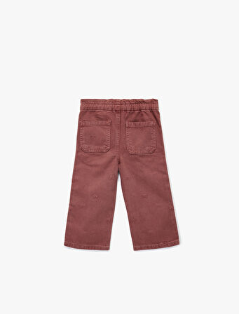 Pamuklu Loose Fit Beli Bağcıklı Cepli Denim Pantolon