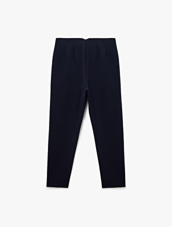 Cepli Yüksek Bel Düğme Detaylı Slim Fit Düz Paça Kumaş Pantolon