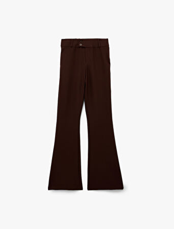 Slim Fit Çift Düğmeli İspanyol Paça Pantolon