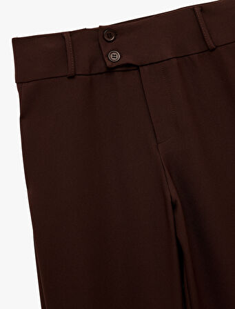 Slim Fit Çift Düğmeli İspanyol Paça Pantolon