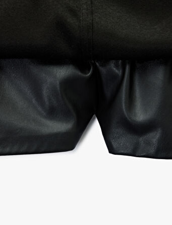 Suni Deri Slim Fit Cep Detaylı Mini Şort Etek