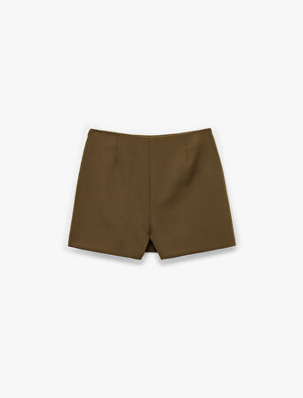 Yırtmaç Detaylı Mini Şort Etek