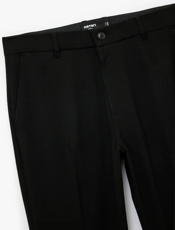 Slim Fit Cep Detaylı Viskon Karışımlı Kumaş Pantolon