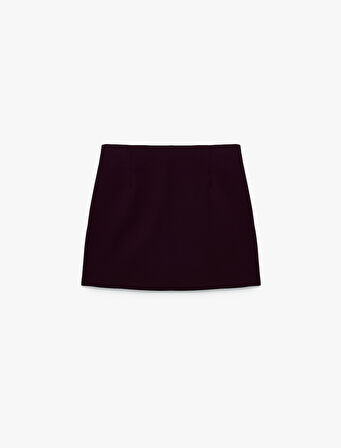 Ön Yırtmaçlı A Kesim Slim Fit Mini Etek