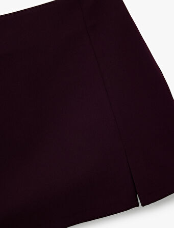 Ön Yırtmaçlı A Kesim Slim Fit Mini Etek