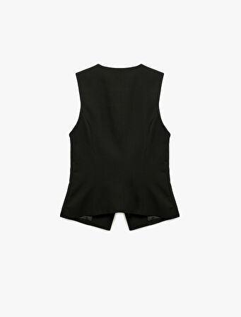 Bisiklet Yaka Düğmeli Blazer Yelek