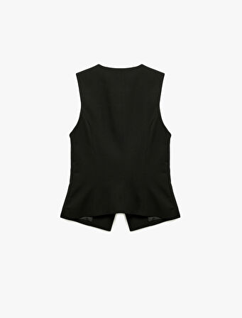 Bisiklet Yaka Düğmeli Blazer Yelek