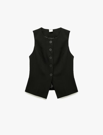 Bisiklet Yaka Düğmeli Blazer Yelek