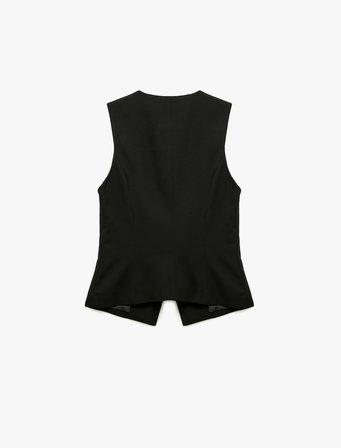 Bisiklet Yaka Düğmeli Blazer Yelek