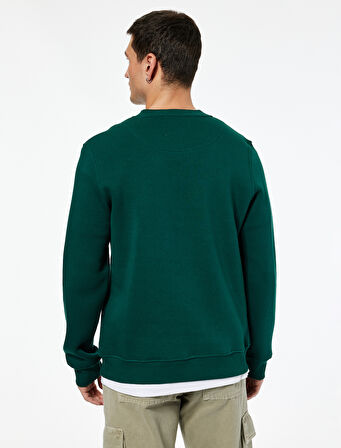 Regular Fit Pamuk Viskon Karışımlı Bisiklet Yaka Baskılı Sweatshirt