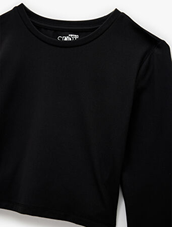 Uzun Kollu Bisiklet Yaka Slim Fit Spor Tişört