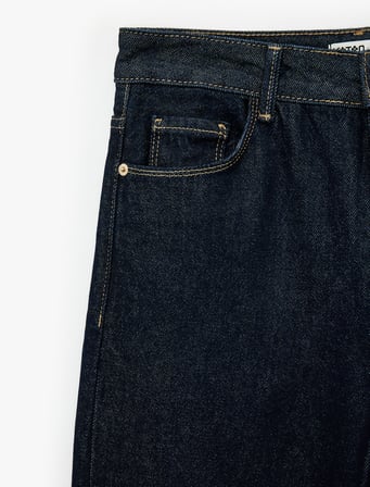 Pamuklu Düz Paça Normal Bel Düğmeli Jean Pantolon - Straight Fit Jean