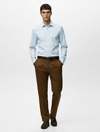 Rahat Kalıp Viskon Karışımlı Cepli Pileli Kumaş Pantolon