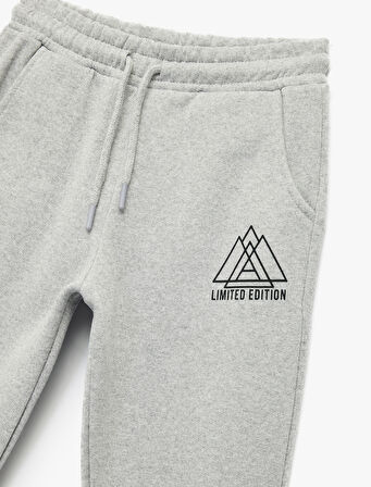 Beli Lastikli Baskı Detaylı Eşofman Altı