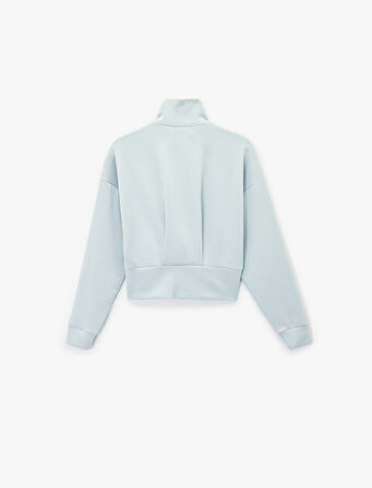 Uzun Kollu Dik Yaka Fermuarlı Sweatshirt