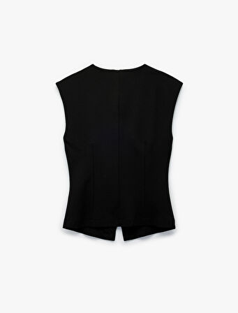 Düğmeli Slim Fit Bisiklet Yaka Yelek