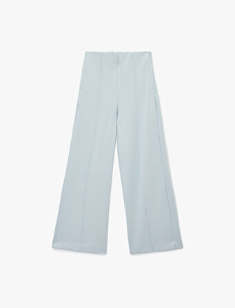 Nervürlü Cepli Düz Bol Paça Palazzo Pantolon