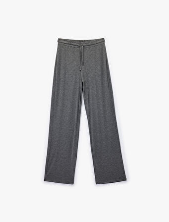 Beli Lastikli Bağlamalı Uzun Bol Paça Pantolon