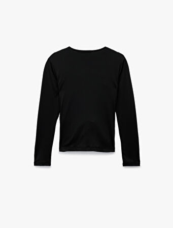 Uzun Kollu Slim Fit Kruvaze V Yaka Saten Bluz