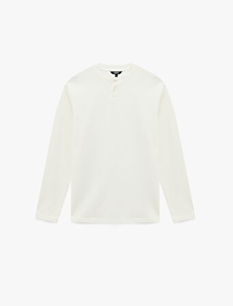 Regular Fit Düğmeli Hakim Yaka Uzun Kollu Tişört