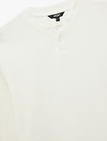 Regular Fit Düğmeli Hakim Yaka Uzun Kollu Tişört