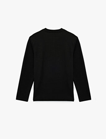 Regular Fit Düğmeli Hakim Yaka Uzun Kollu Tişört