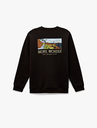 Uzun Kollu Arkası Baskılı Bisiklet Yaka Lisanslı Snoopy Sweatshirt