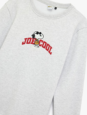 Uzun Kollu Bisiklet Yaka Lisanslı Snoopy Baskılı Sweatshirt