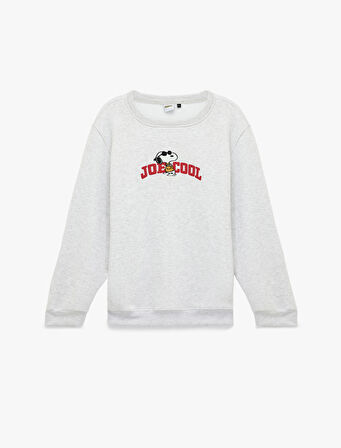 Uzun Kollu Bisiklet Yaka Lisanslı Snoopy Baskılı Sweatshirt