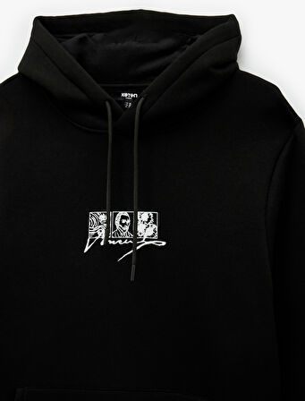 Uzun Kollu Kapşonlu Lisanslı Van Gogh Baskılı Sweatshirt