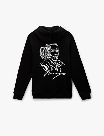 Uzun Kollu Kapşonlu Lisanslı Van Gogh Baskılı Sweatshirt
