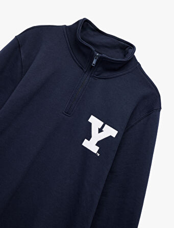 Uzun Kollu Yarım Fermuarlı Lisanslı Yale Baskılı Sweatshirt