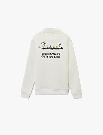Uzun Kollu Yarım Fermuarlı Lisanslı Snoopy Baskılı Sweatshirt