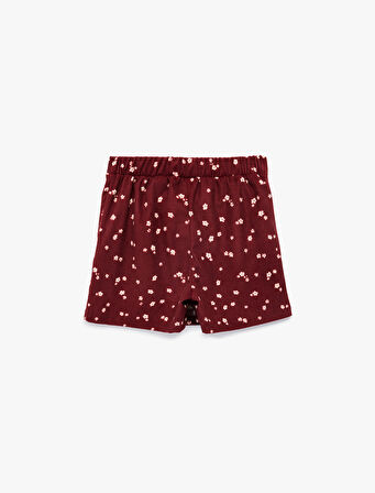 Beli Lastikli Çiçekli Şort Etek