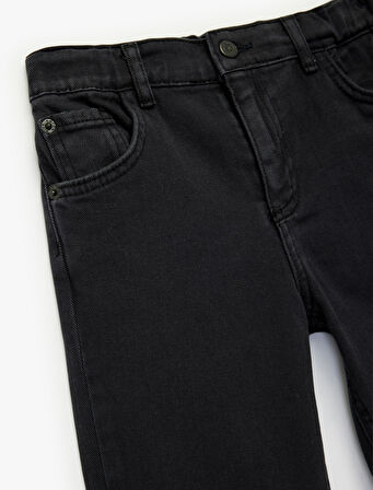 Pamuklu Beli Lastikli Rahat Kesim Denim Pantolon