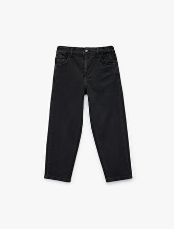 Pamuklu Beli Lastikli Rahat Kesim Denim Pantolon